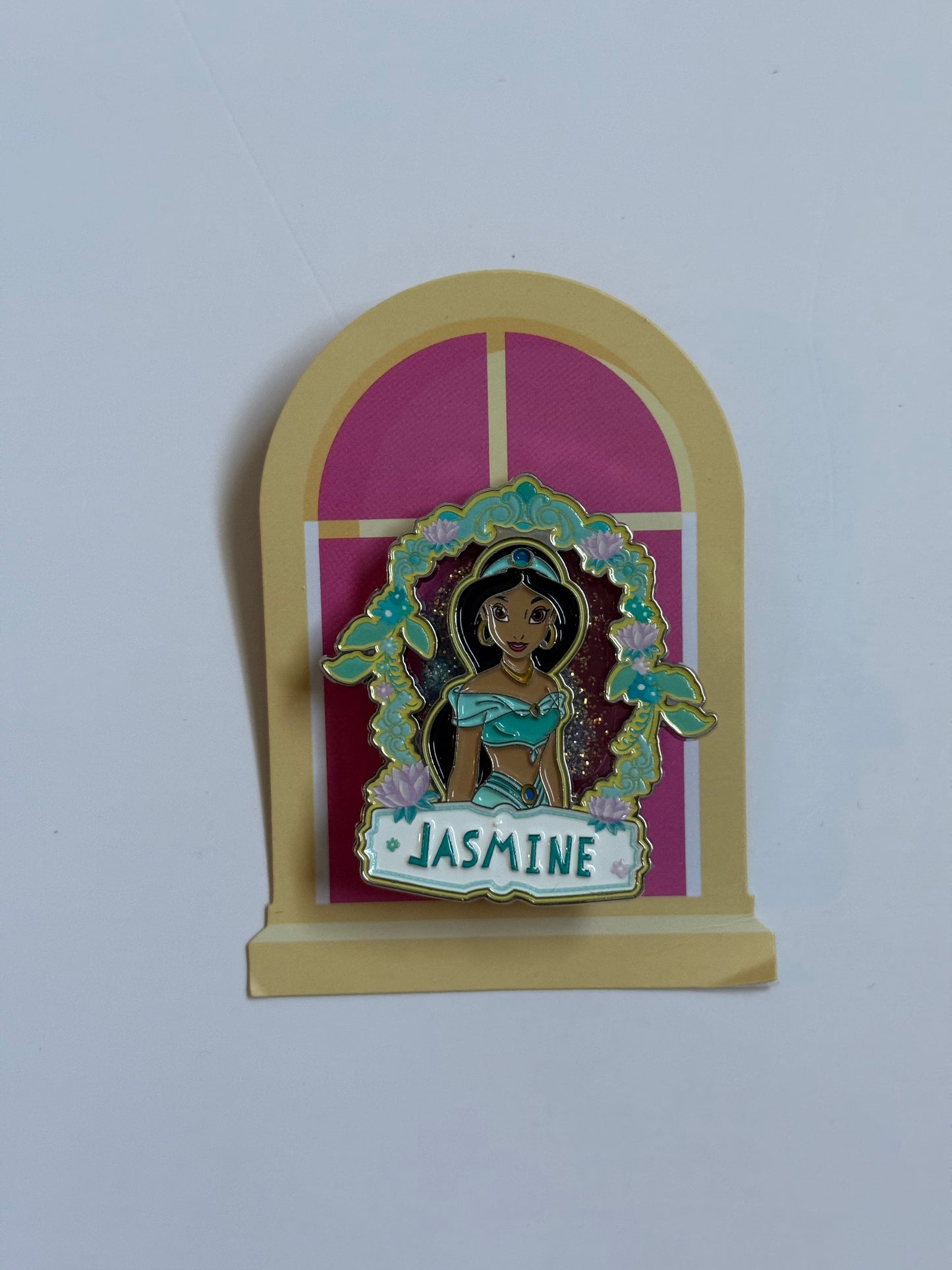 Miniso Disney Princess Floral Wreath Mystery Tangled Jasmine Glitter Pin